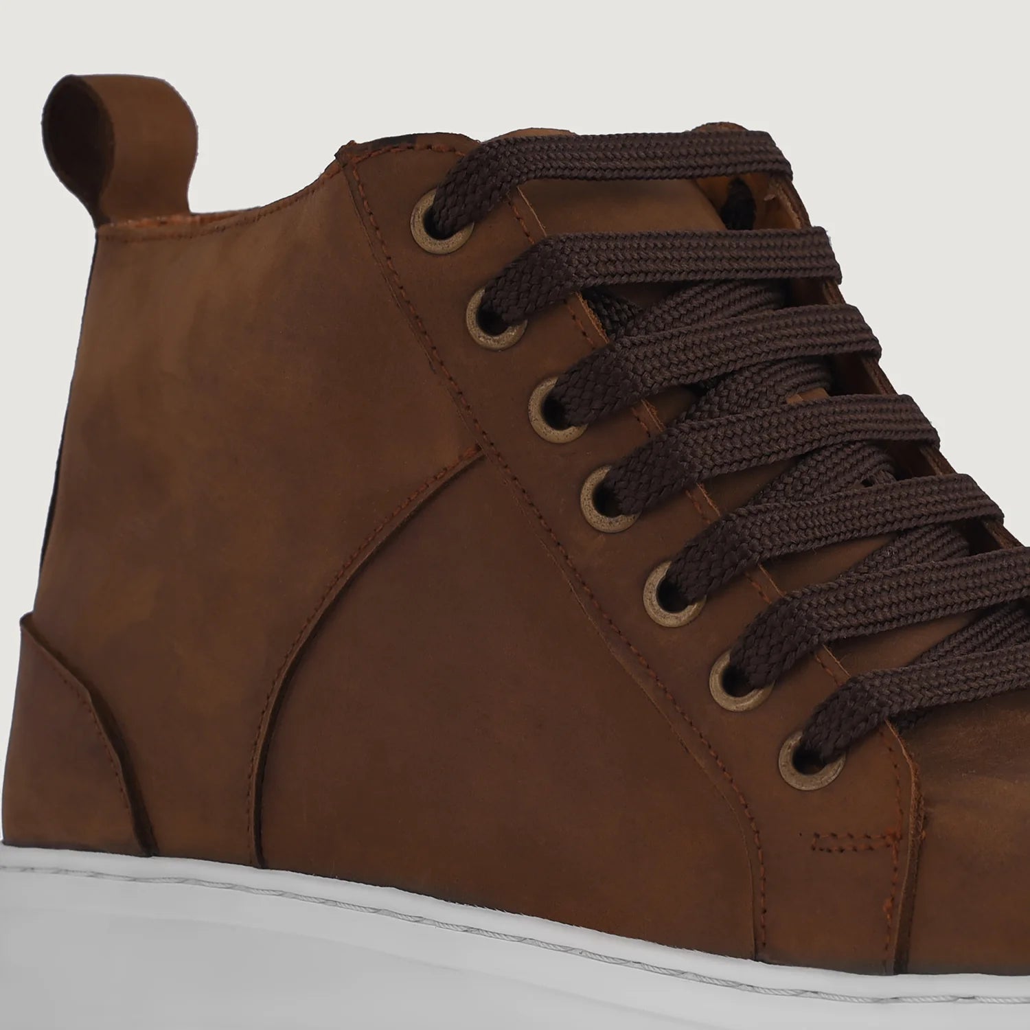 Marty High Top Pull-up Brown Leather Sneakers by Dash Racegear - men Leather Shoes view 8