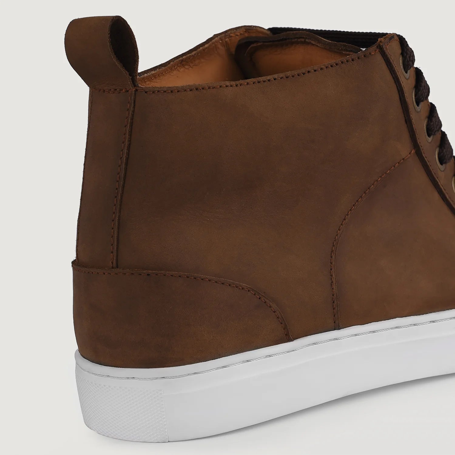 Marty High Top Pull-up Brown Leather Sneakers by Dash Racegear - men Leather Shoes view 9