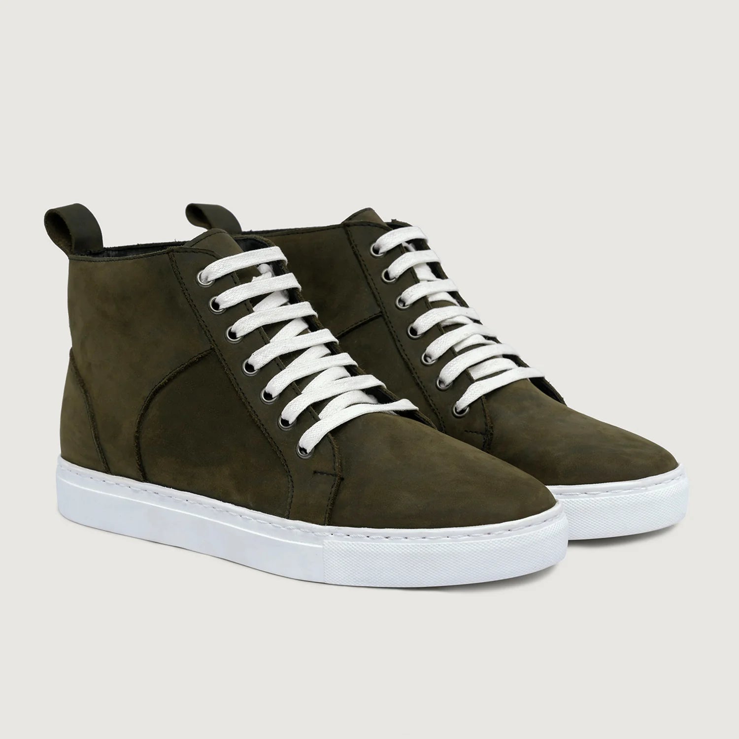 Marty High Top Olive Pullup Leather Sneakers by Dash Racegear - men Leather Shoes view 1