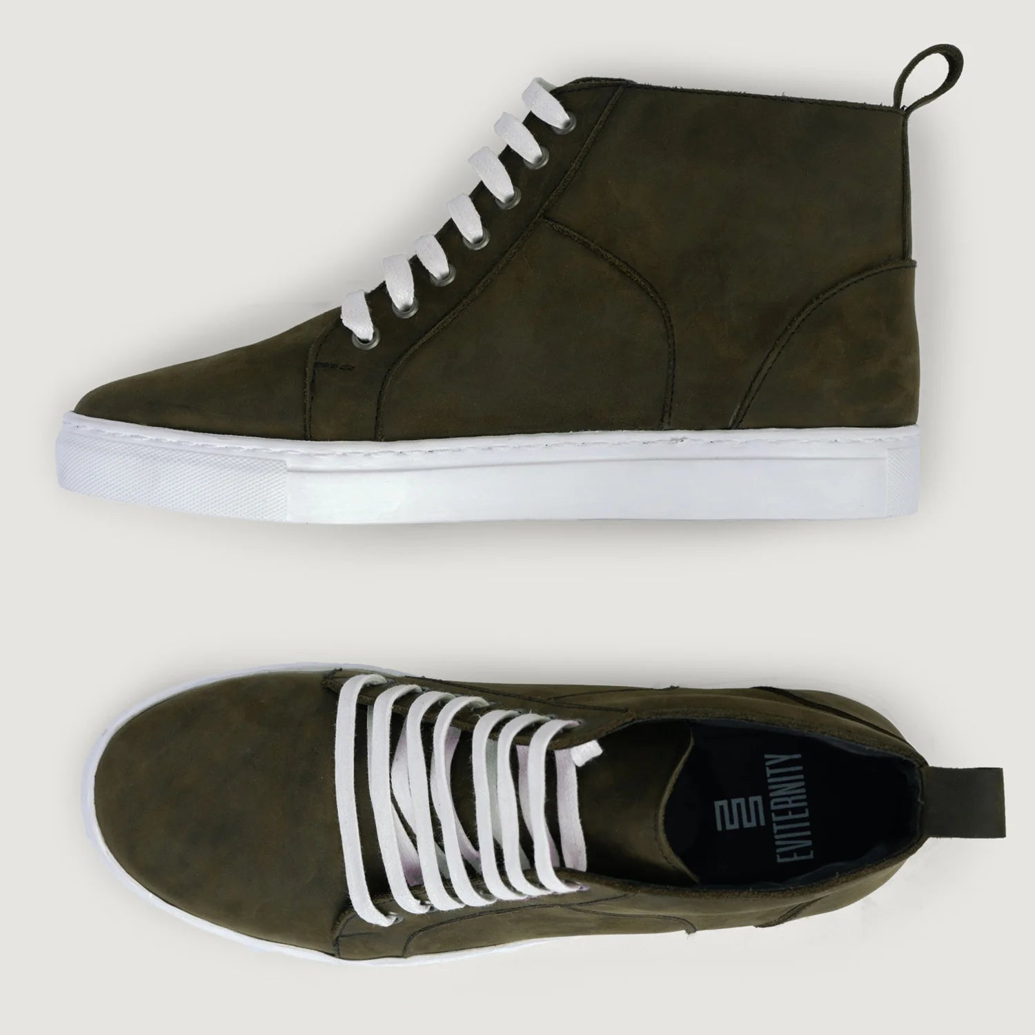 Marty High Top Olive Pullup Leather Sneakers by Dash Racegear - men Leather Shoes view 4