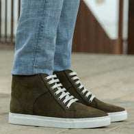 Marty High Top Olive Pullup Leather Sneakers by Dash Racegear - men Leather Shoes view 6