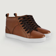Marty High Top Tan Leather Sneakers by Dash Racegear - men Leather Shoes view 1