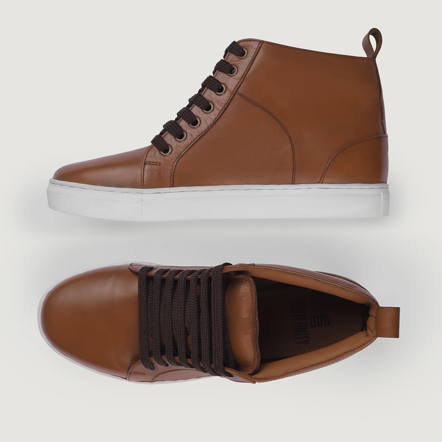 Marty High Top Tan Leather Sneakers by Dash Racegear - men Leather Shoes view 3