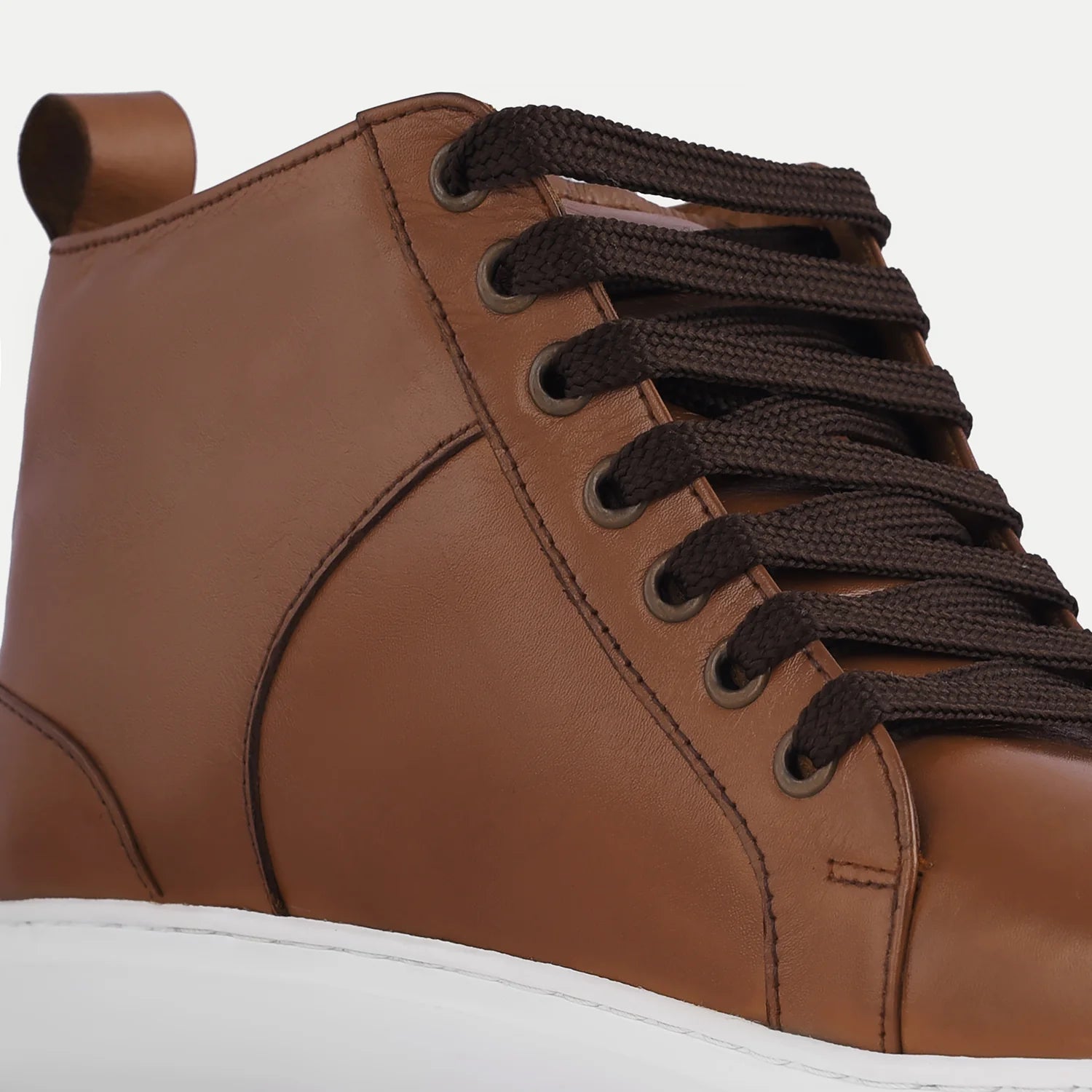 Marty High Top Tan Leather Sneakers by Dash Racegear - men Leather Shoes view 4