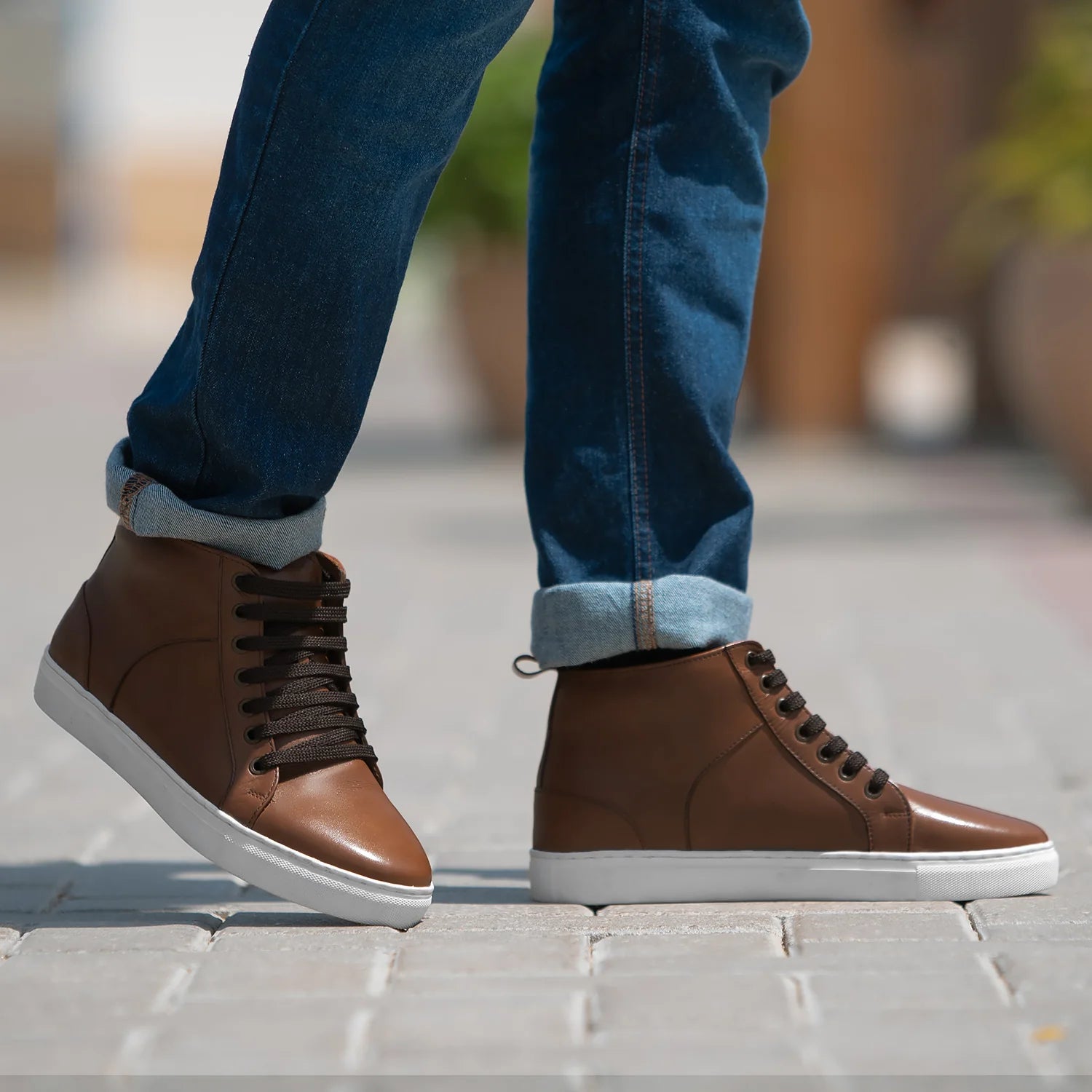 Marty High Top Tan Leather Sneakers by Dash Racegear - men Leather Shoes view 6