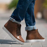 Marty High Top Tan Leather Sneakers by Dash Racegear - men Leather Shoes view 7