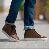 Marty High Top Tan Leather Sneakers by Dash Racegear - men Leather Shoes view 9