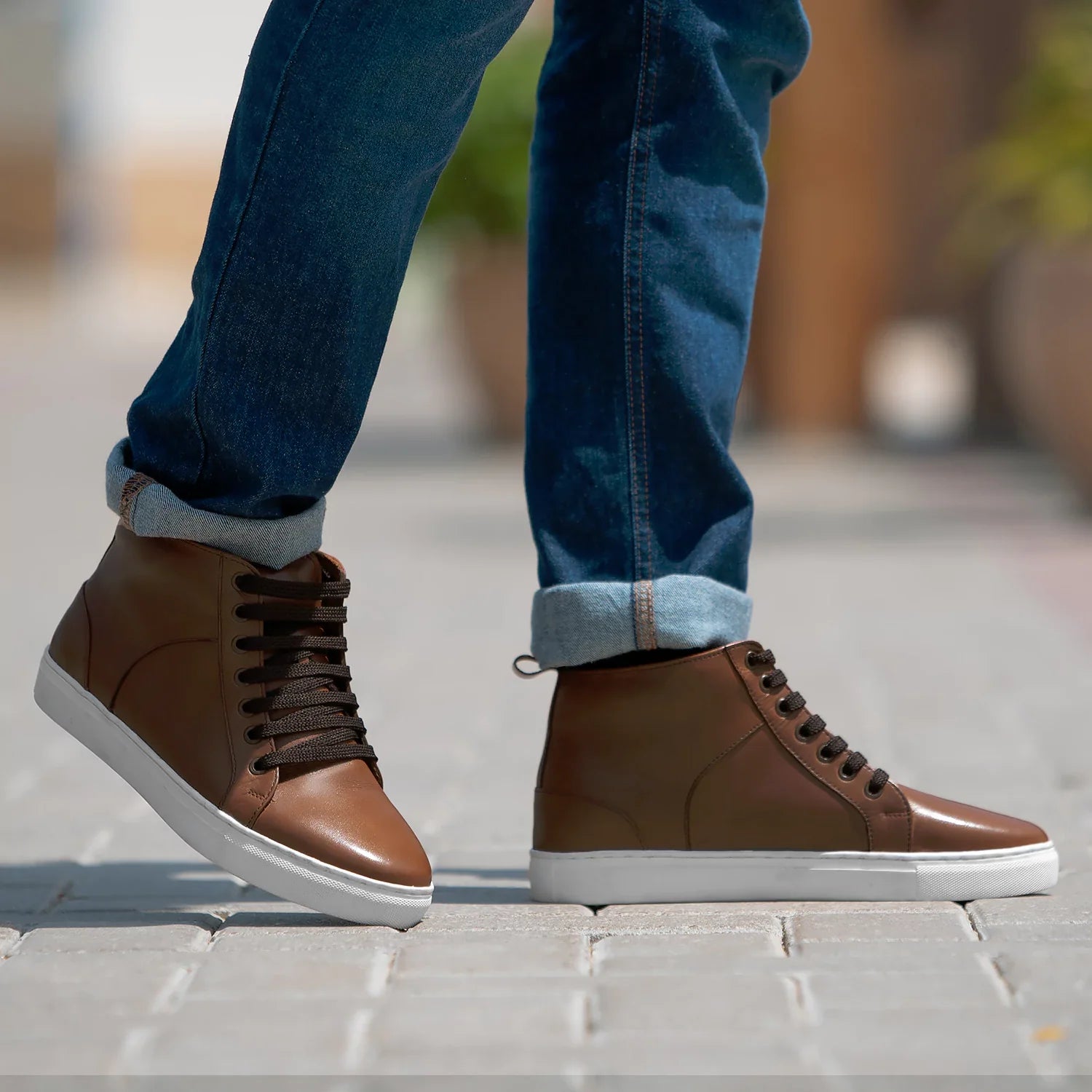 Marty High Top Tan Leather Sneakers by Dash Racegear - men Leather Shoes view 9