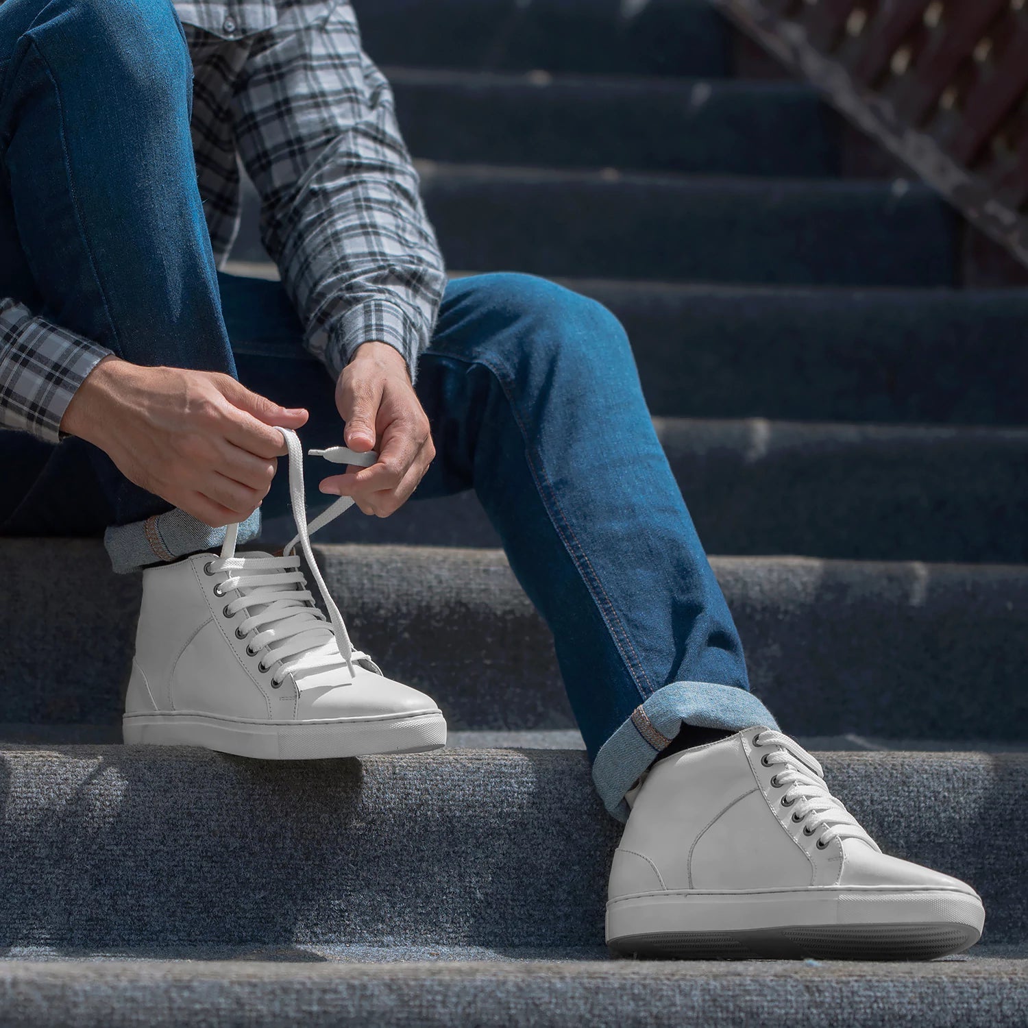 Marty High Top White Leather Sneakers by Dash Racegear - men Leather Shoes view 10