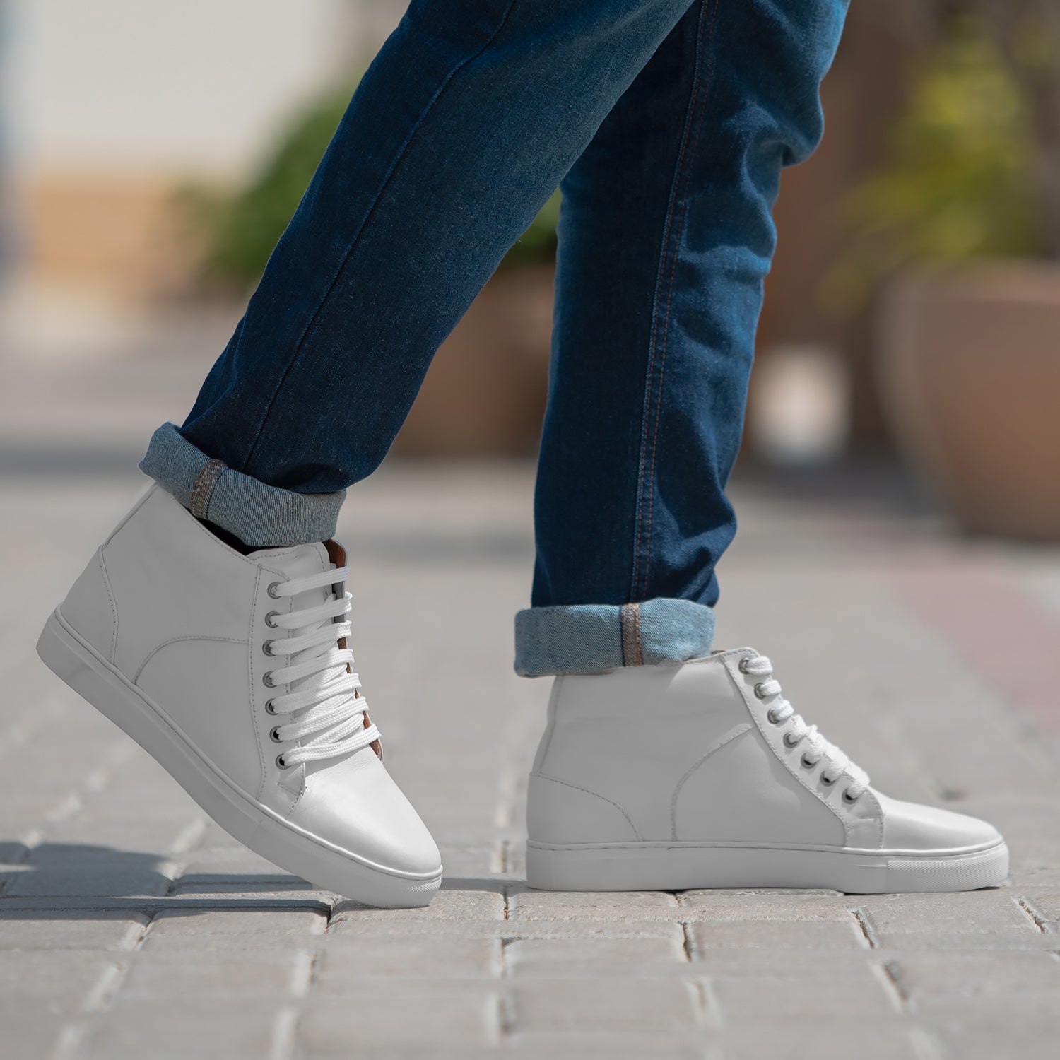 Marty High Top White Leather Sneakers by Dash Racegear - men Leather Shoes view 7