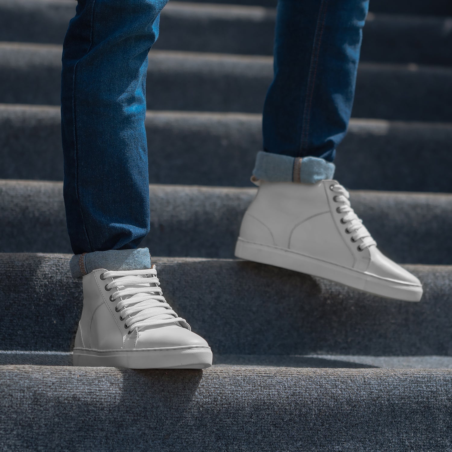 Marty High Top White Leather Sneakers by Dash Racegear - men Leather Shoes view 8