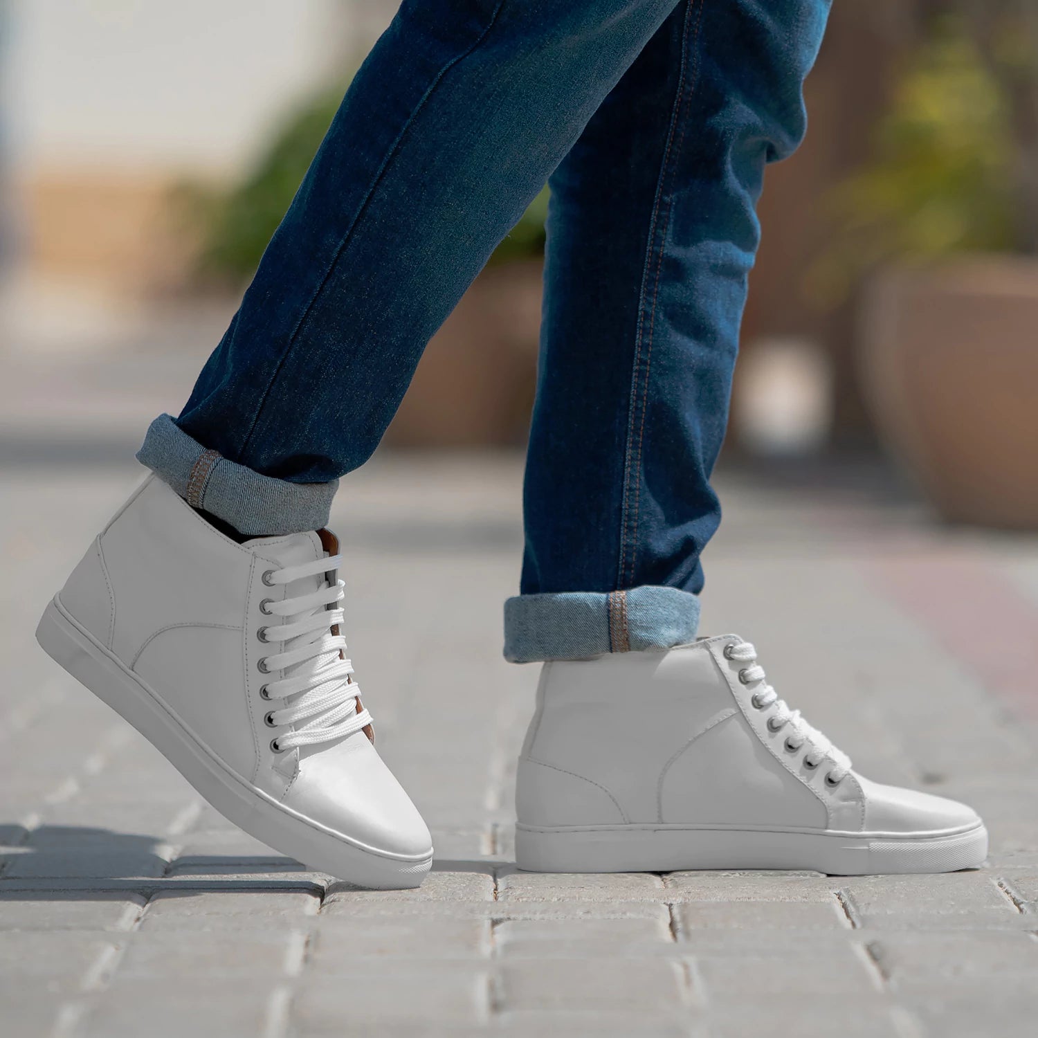 Marty High Top White Leather Sneakers by Dash Racegear - men Leather Shoes view 9