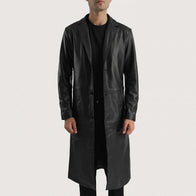 Mateo Black Leather Single Breasted Coat by Dash Racegear - men Jacket view 1