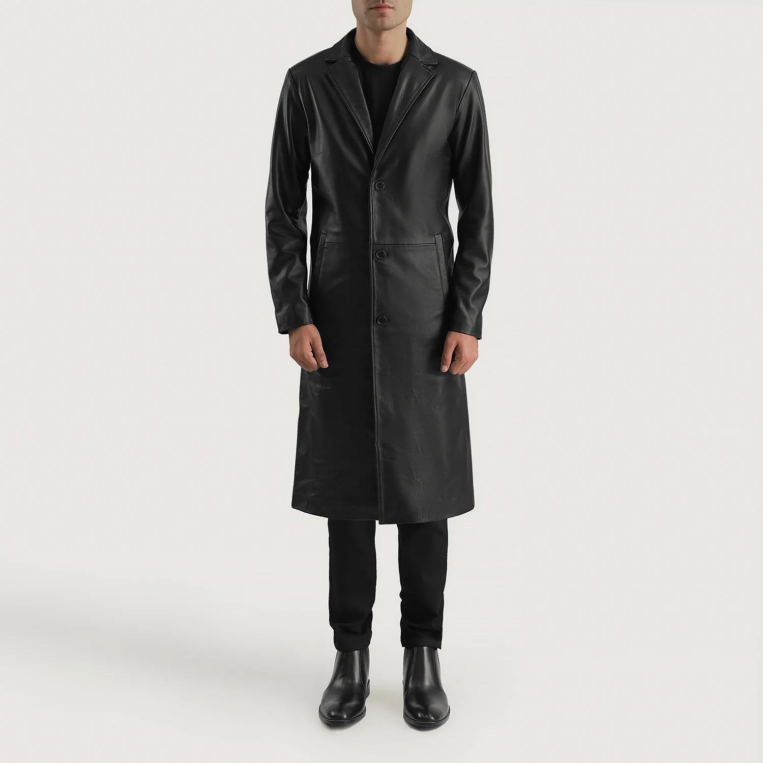 Mateo Black Leather Single Breasted Coat by Dash Racegear - men Jacket view 3