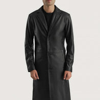 Mateo Black Leather Single Breasted Coat by Dash Racegear - men Jacket view 4