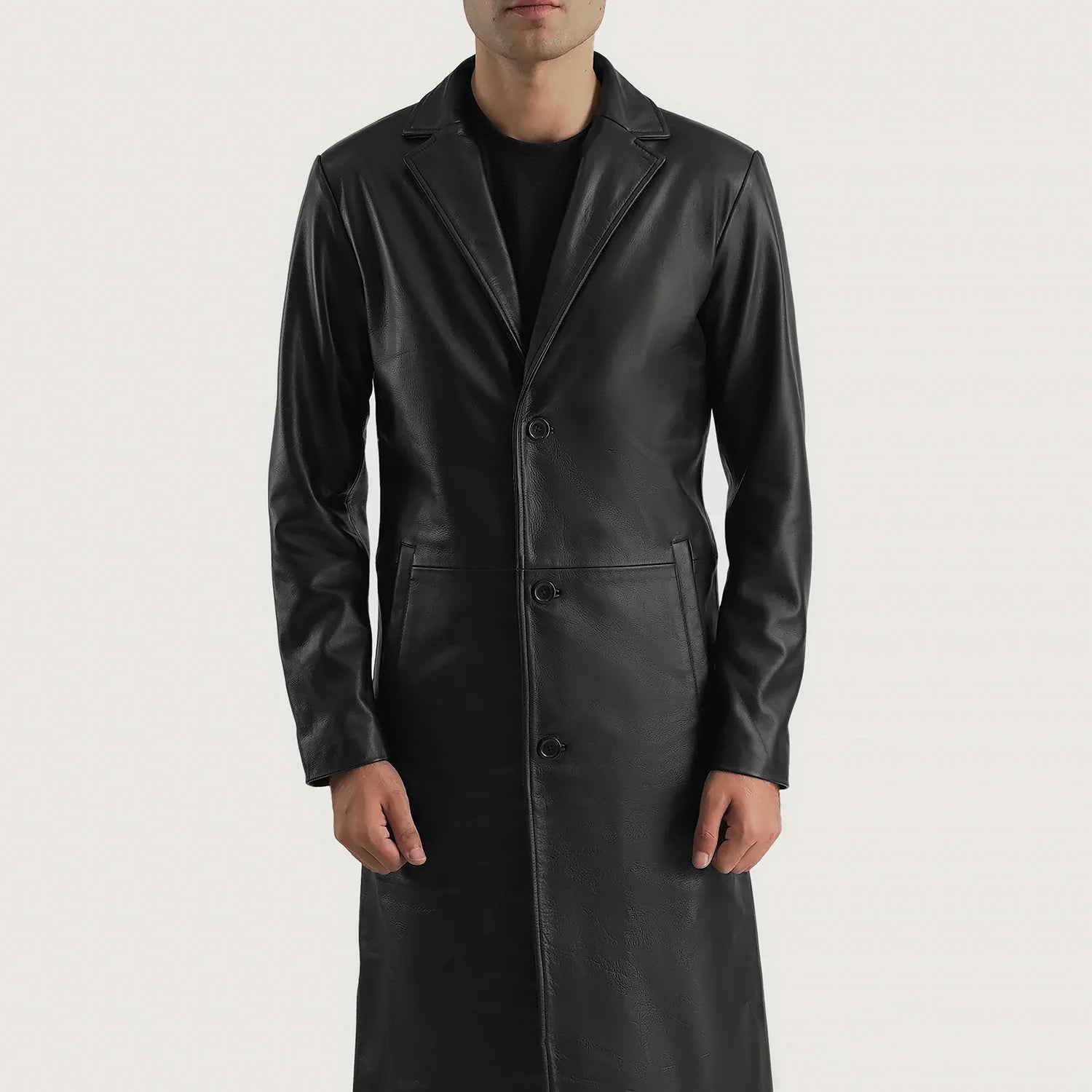 Mateo Black Leather Single Breasted Coat by Dash Racegear - men Jacket view 4