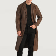 Mateo Brown Leather Single Breasted Coat by Dash Racegear - men Jacket view 4