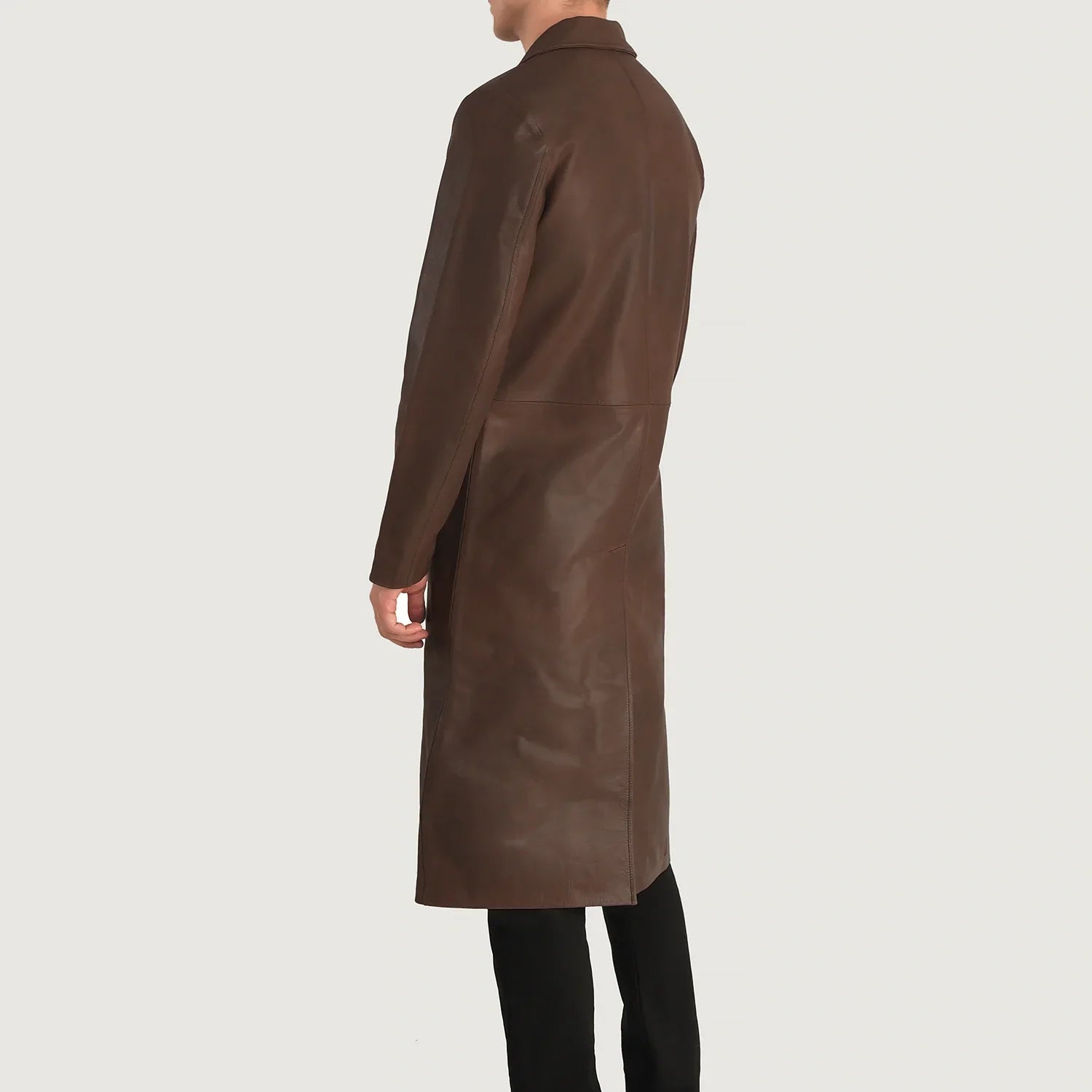 Mateo Brown Leather Single Breasted Coat by Dash Racegear - men Jacket view 5