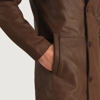 Mateo Brown Leather Single Breasted Coat by Dash Racegear - men Jacket view 6