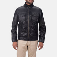 Maurice Black Leather Jacket by Dash Racegear - men Jacket view 1