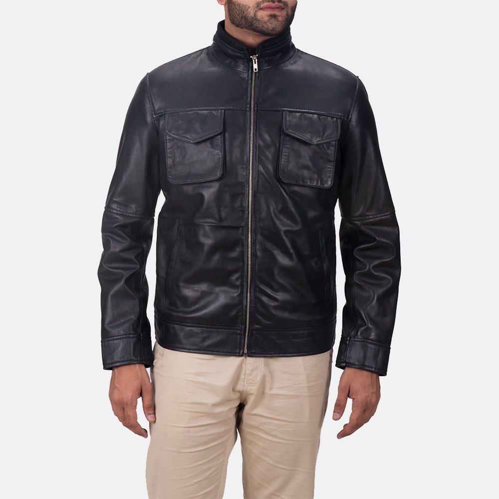 Maurice Black Leather Jacket by Dash Racegear - men Jacket view 1