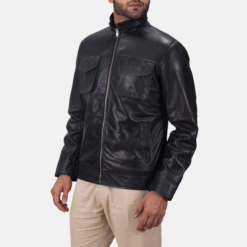 Maurice Black Leather Jacket by Dash Racegear - men Jacket view 2