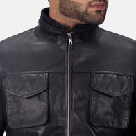 Maurice Black Leather Jacket by Dash Racegear - men Jacket view 3