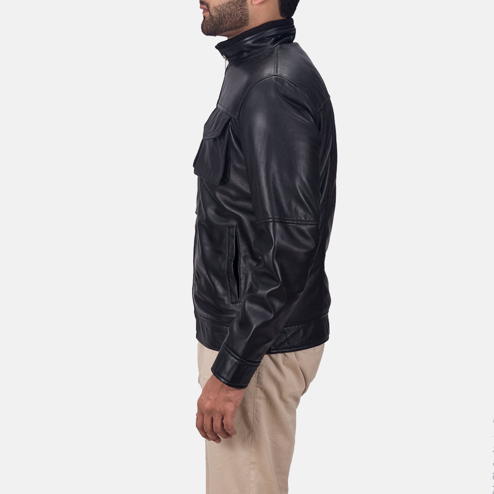Maurice Black Leather Jacket by Dash Racegear - men Jacket view 5