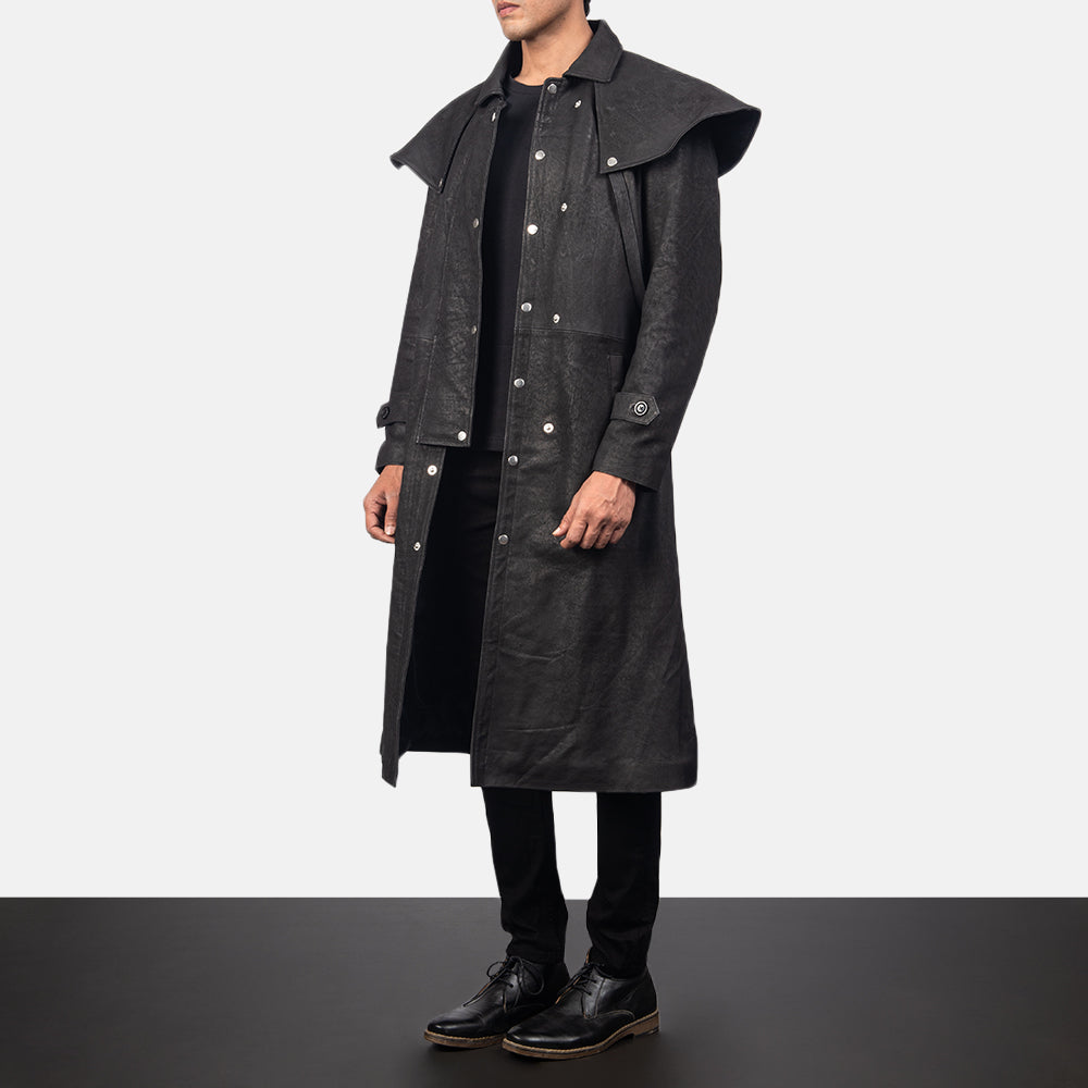 Maverick Black Leather Duster by Dash Racegear - men Jacket view 2