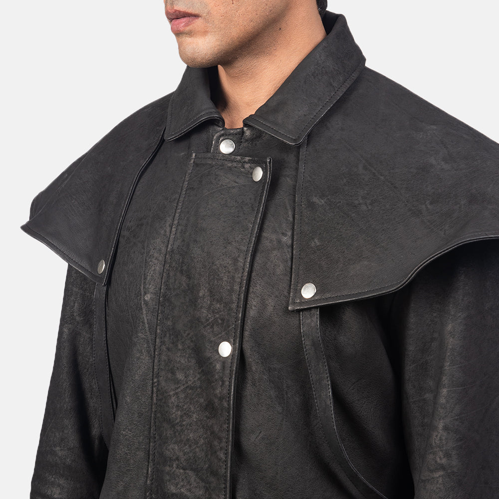 Maverick Black Leather Duster by Dash Racegear - men Jacket view 4
