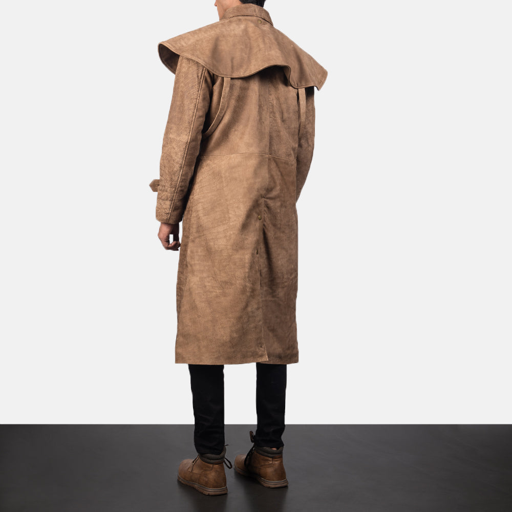 Maverick Brown Leather Duster by Dash Racegear - men Jacket view 3