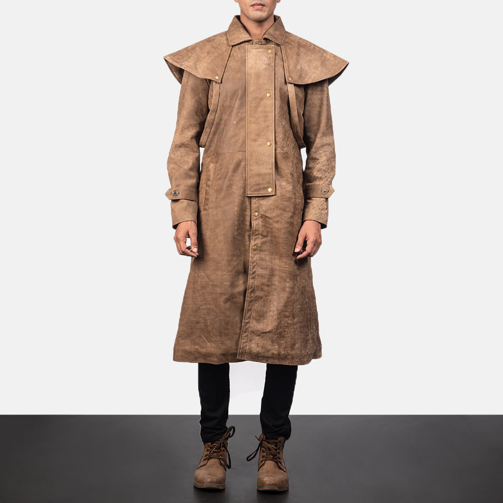 Maverick Brown Leather Duster by Dash Racegear - men Jacket view 4