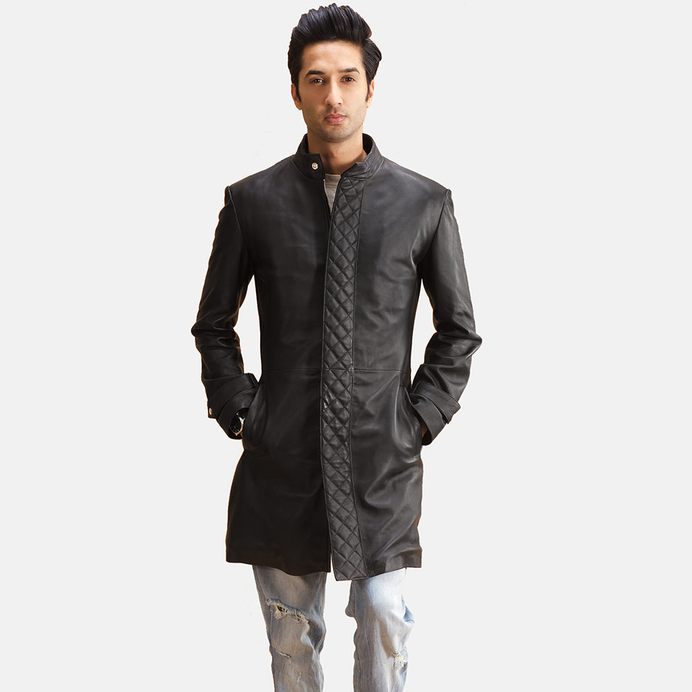 Midlander Quilted Black Leather Coat by Dash Racegear - men Jacket view 1