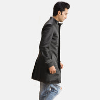 Midlander Quilted Black Leather Coat by Dash Racegear - men Jacket view 2