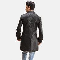 Midlander Quilted Black Leather Coat by Dash Racegear - men Jacket view 3