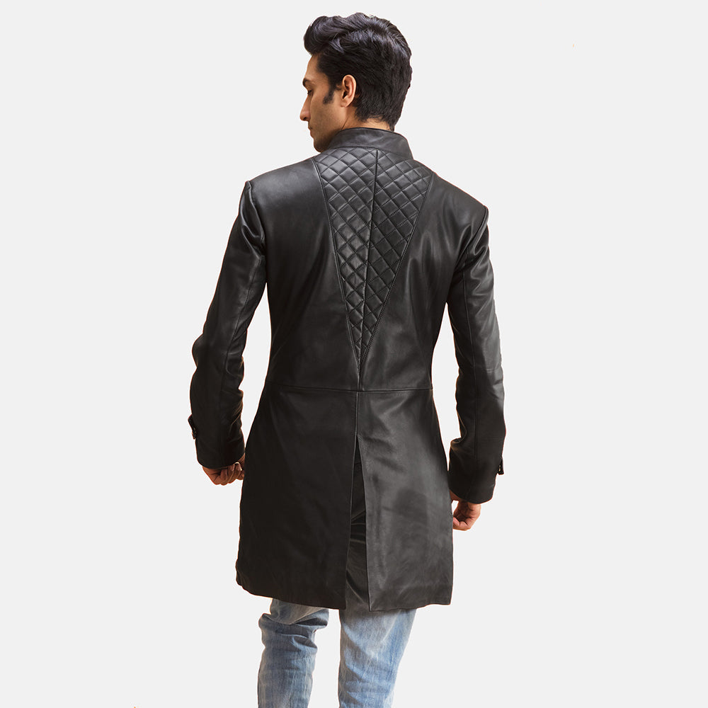Midlander Quilted Black Leather Coat by Dash Racegear - men Jacket view 3