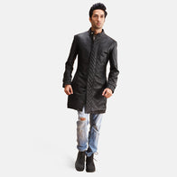 Midlander Quilted Black Leather Coat by Dash Racegear - men Jacket view 4