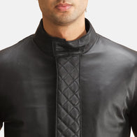 Midlander Quilted Black Leather Coat by Dash Racegear - men Jacket view 5