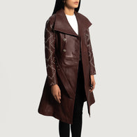 Missoni Maroon Leather Trench Coat by Dash Racegear - women Jacket view 3