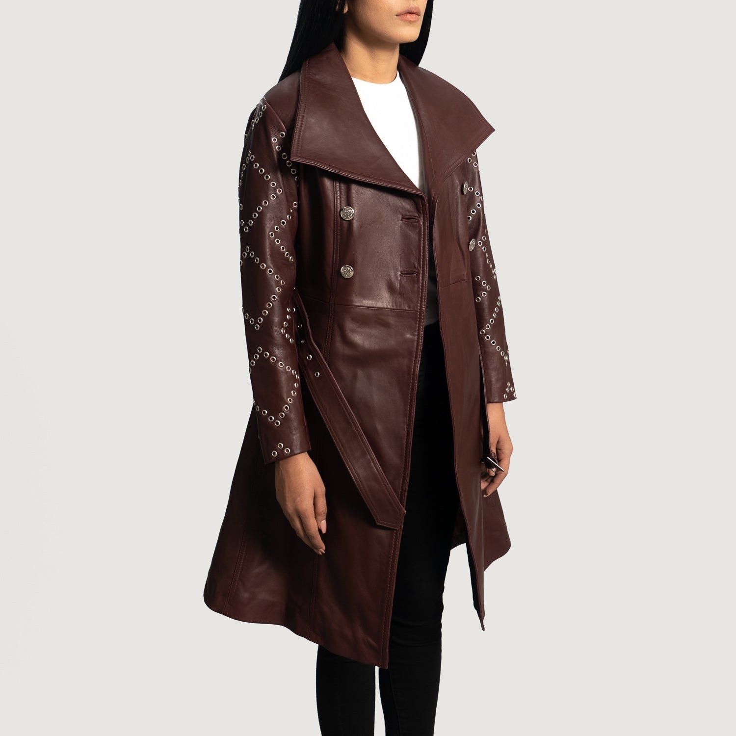 Missoni Maroon Leather Trench Coat by Dash Racegear - women Jacket view 3