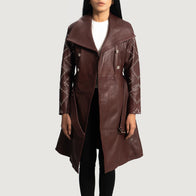 Missoni Maroon Leather Trench Coat by Dash Racegear - women Jacket view 5