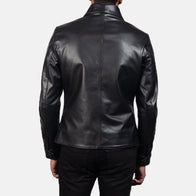 Mod Black Leather Peacoat by Dash Racegear - men Jacket view 5