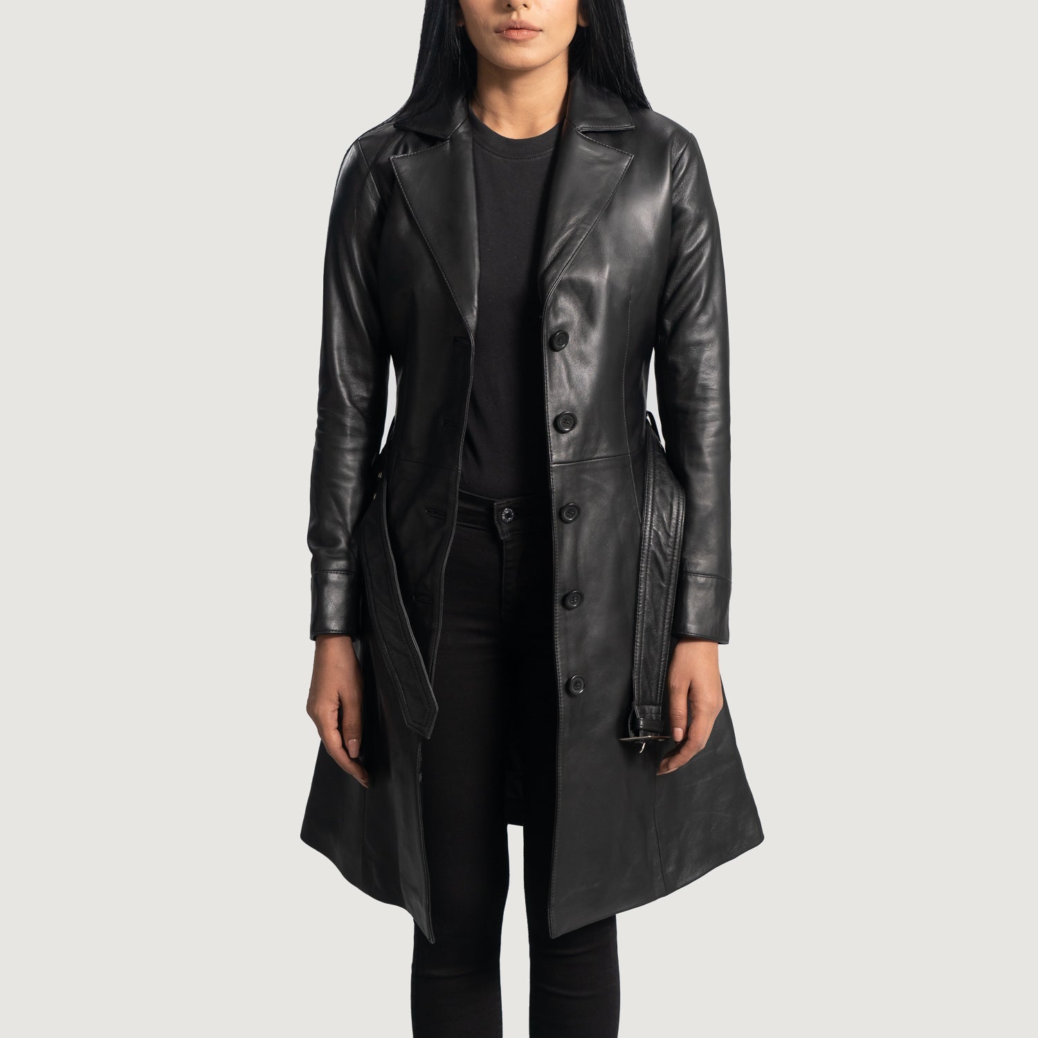 Moonlight Black Leather Trench Coat by Dash Racegear - women Jacket view 1