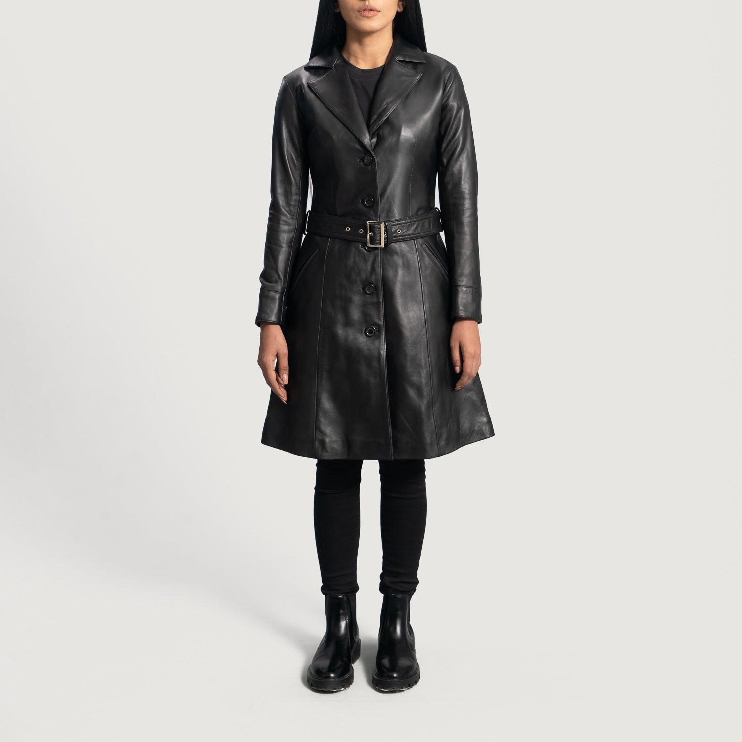 Moonlight Black Leather Trench Coat by Dash Racegear - women Jacket view 3