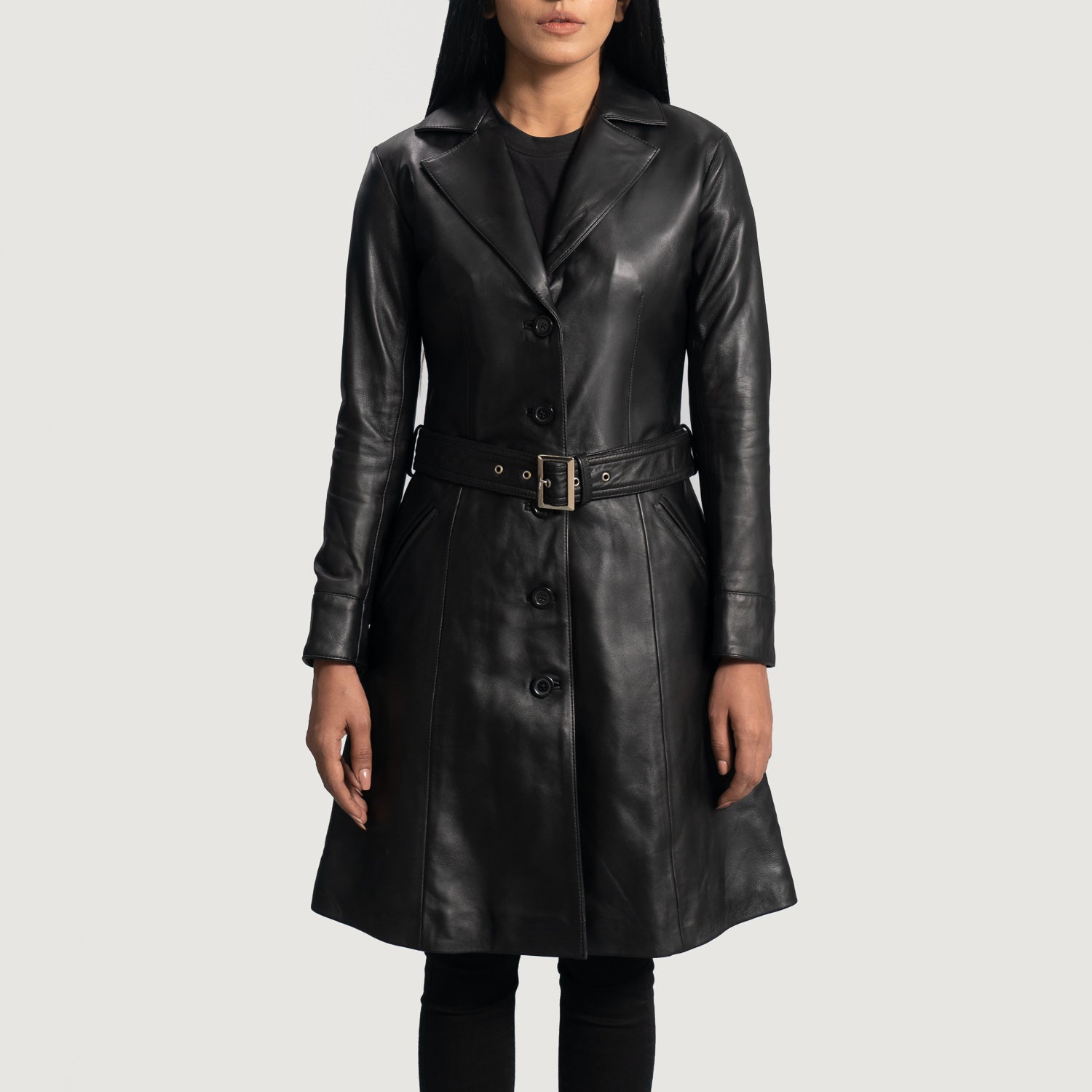 Moonlight Black Leather Trench Coat by Dash Racegear - women Jacket view 4