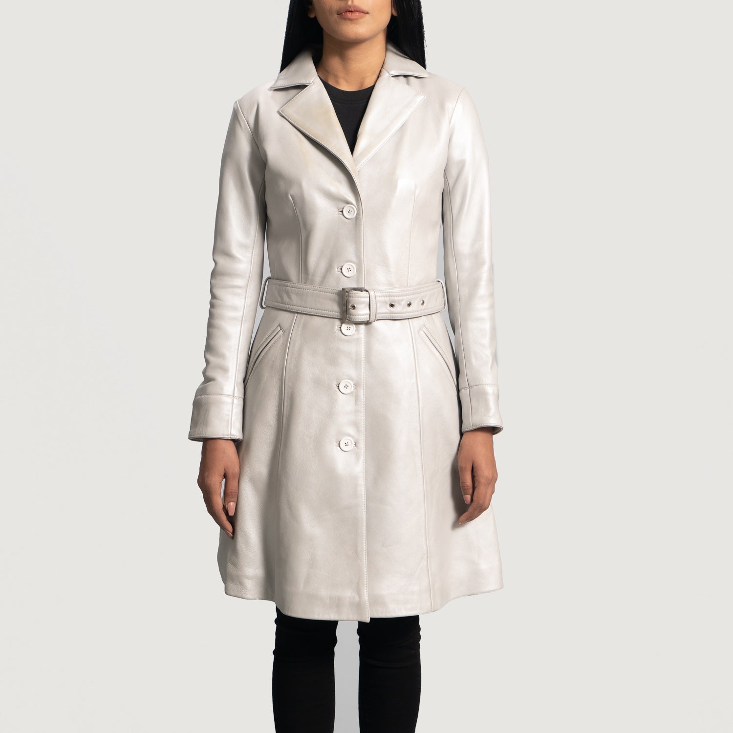 Moonlight Silver Leather Trench Coat by Dash Racegear - women Jacket view 1