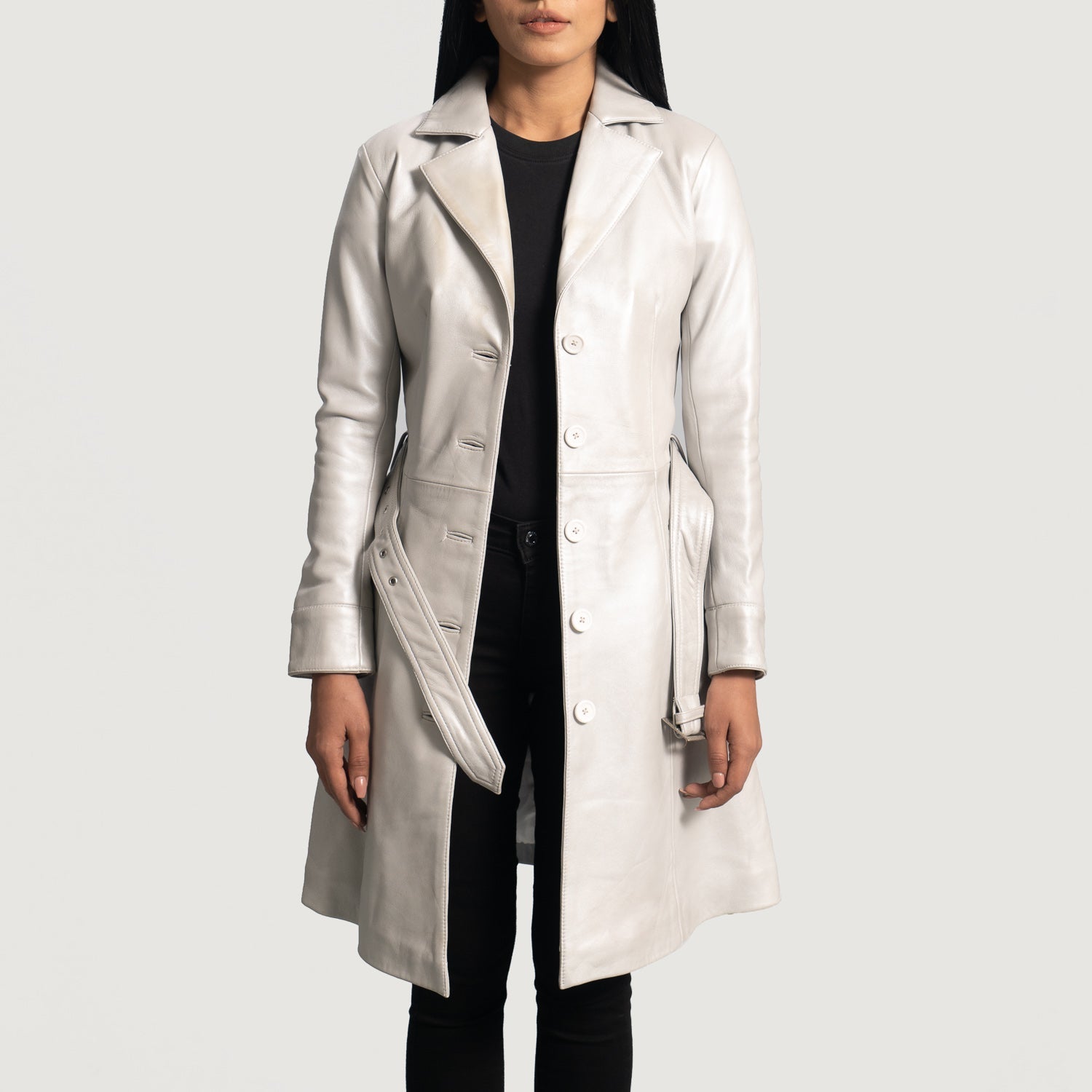 Moonlight Silver Leather Trench Coat by Dash Racegear - women Jacket view 2