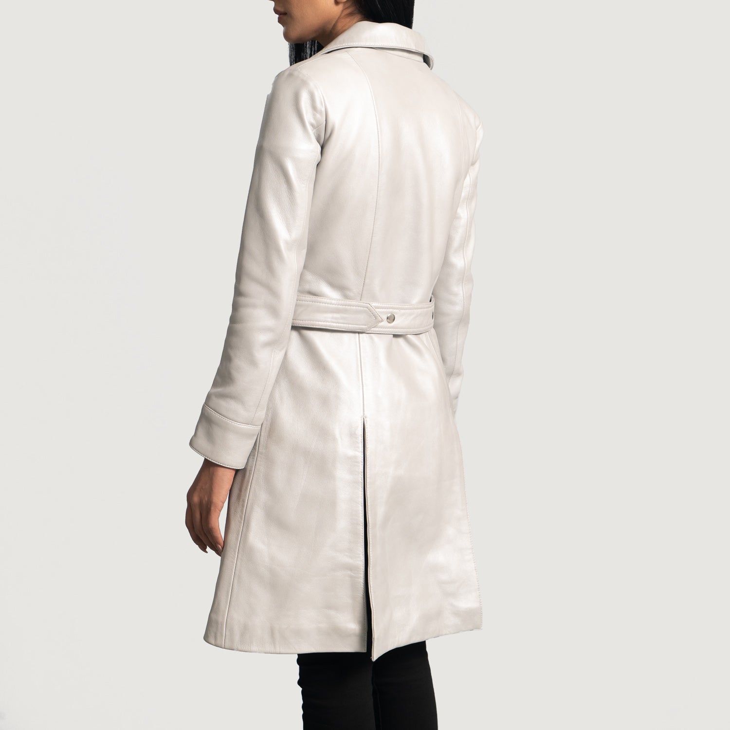 Moonlight Silver Leather Trench Coat by Dash Racegear - women Jacket view 5