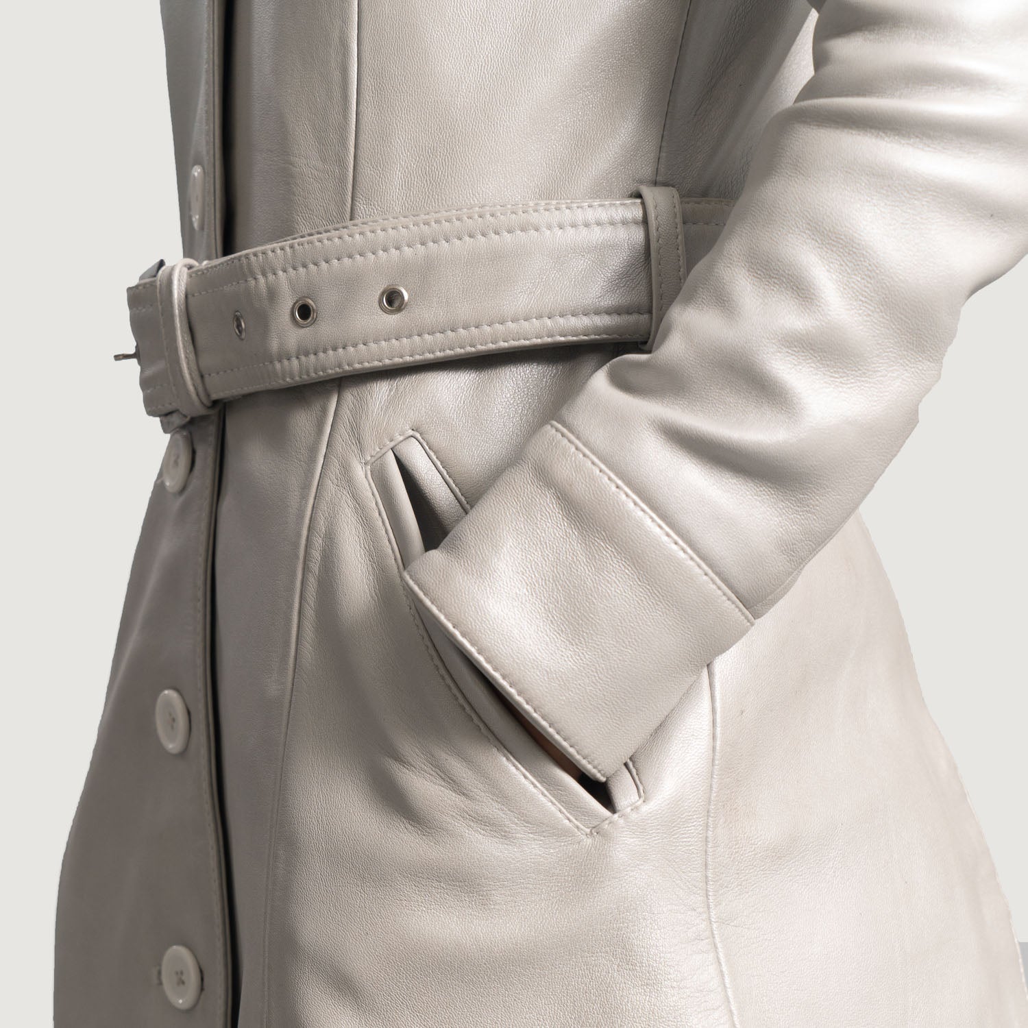 Moonlight Silver Leather Trench Coat by Dash Racegear - women Jacket view 6