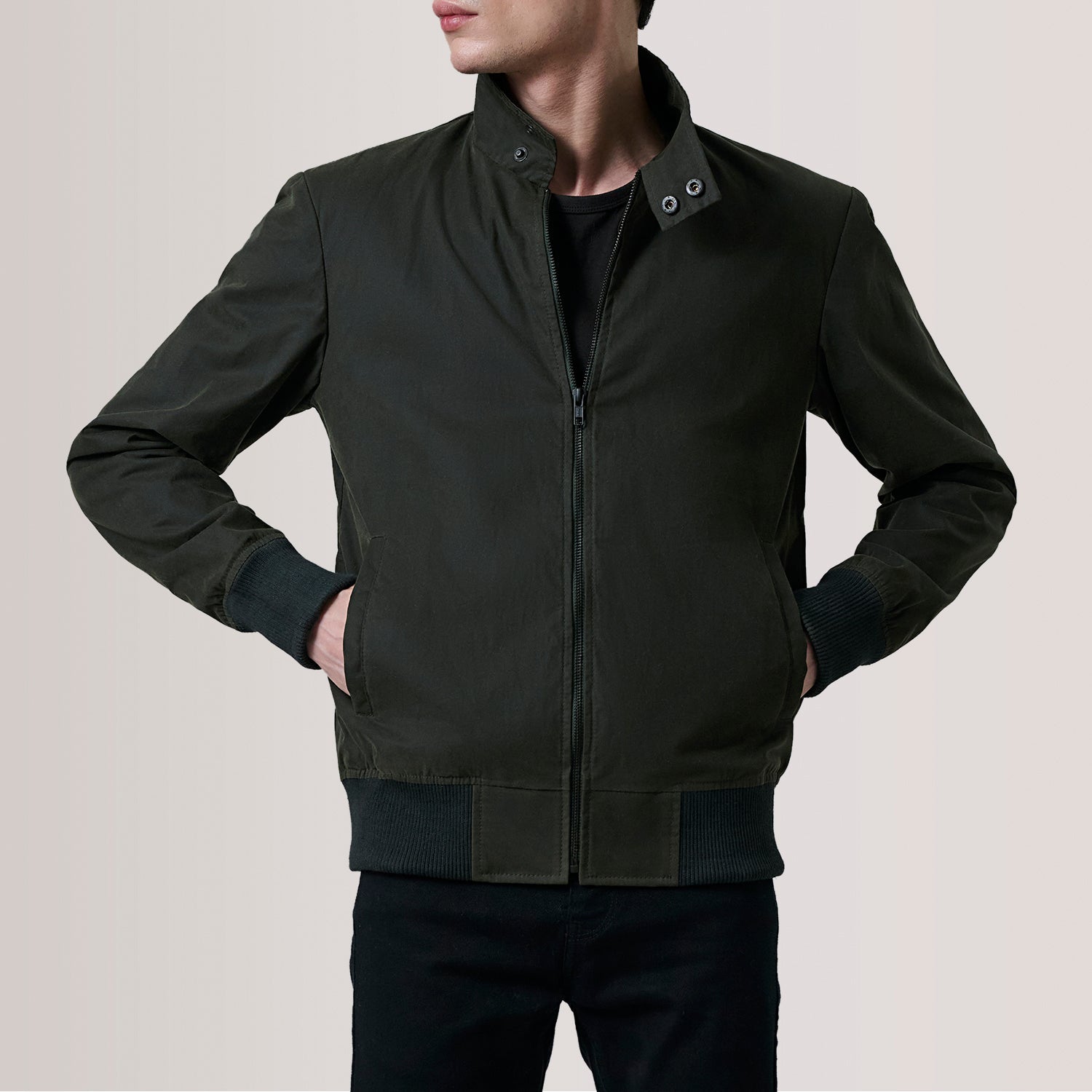 Morrison Olive Canvas Bomber Jacket by Dash Racegear - men Jacket view 5